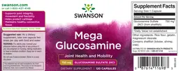 Label for Mega Glucosamine 750 mg