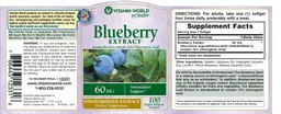 Label for Blueberry Extract 60 mg