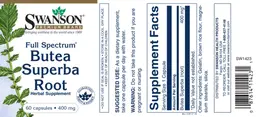 Label for Full Spectrum Butea Superba Root 400 mg