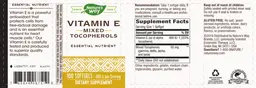 Label for Vitamin E 400 IU