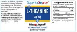 Label for L-Theanine 200 mg