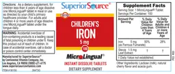 Label for Children's Iron 5 mg