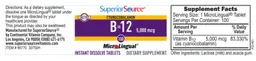 Label for B-12 5,000 mcg