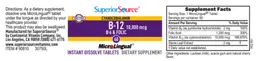 Label for B-12 10,000 mcg B-6 & Folic