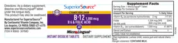 Label for Cyanocobalamin B-12 1,000 mcg B-6 & Folic Acid