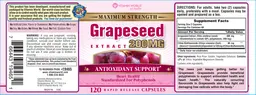Label for Maximum Strength Grapeseed Extract 200 mg