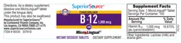 Label for B-12 1,000 mcg