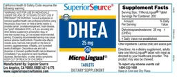 Label for DHEA 25 mg