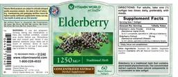 Label for Elderberry 1250 mg