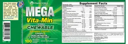 Label for Mega Vita-Min Adult Chewable Pineapple Flavored