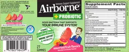 Label for Airborne + Probiotic Assorted Fruit Flavors