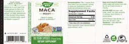 Label for Maca Root 525 mg