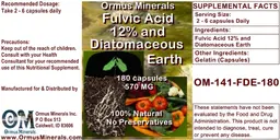 Label for Fulvic Acid 12% Diatomaceous Earth
