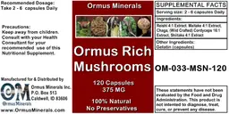 Label for Ormus Rich Mushrooms