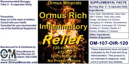 Label for Ormus Rich Inflammatory Relief