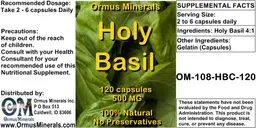 Label for Holy Basil 500 mg