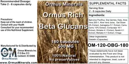 Label for Ormus Rich Beta Glucans