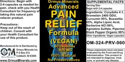Label for Advanced Pain Relief Formula (Vegan)