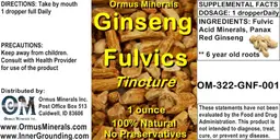 Label for Ginseng Fulvics Tincture