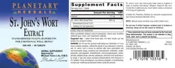 Label for St. John's Wort Extract 300 mg