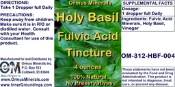 Label for Holy Basil Fulvic Acid Tincture