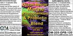 Label for Ocean Nectar Marine Phytoplankton & Probiotic Blend