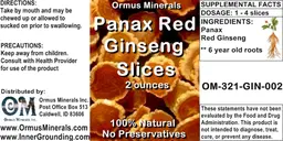 Label for Panax Red Ginseng Slices