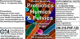 Label for Probiotics Humics & Fulvics