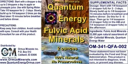 Label for Quantum Energy Fulvic Acid Minerals