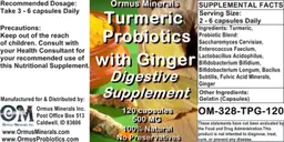 Label for Turmeric Probiotics with Ginger Digestive Supplement