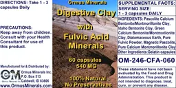 Label for Digestive Clay with Fulvic Acid Minerals