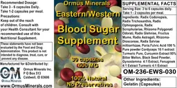 Label for Eastern/Western Blood Sugar Supplement