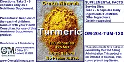 Label for Turmeric 475 mg