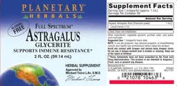 Label for Full Spectrum Astragalus Glycerite