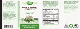 Label for Valerian Root 1,590 mg