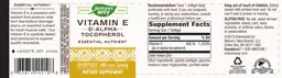 Label for Vitamin E 400 IU