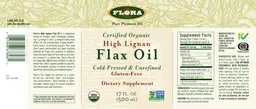 Label for Certified Organic High Lignan Flax Oil