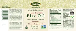 Label for Certified Organic High Lignan Flax Oil