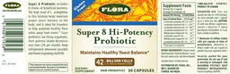 Label for Super 8 Hi-Potency Probiotic 42 Billion Cells