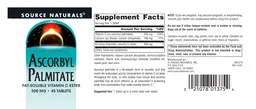 Label for Ascorbyl Palmitate 500 mg