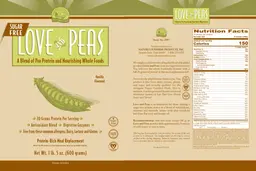 Label for Love and Peas Sugar Free Vanilla Flavored