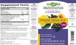 Label for Sambucus Immune Drink Mix Honey Lemon Berry Flavored