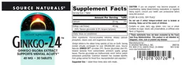Label for Ginkgo-24 40 mg