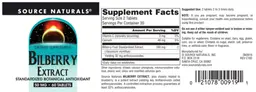 Label for Bilberry Extract 50 mg