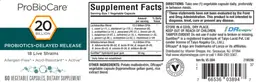 Label for 20 Billion Probiotics Delayed Release
