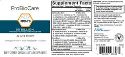 Label for Men's 50 Billion Probiotics Delayed Release