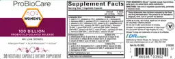 Label for Women's 100 Billion Probiotics Delayed Release