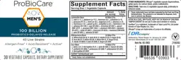 Label for Men's 100 Billion Probiotics Delayed Release