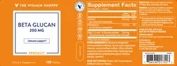 Label for Beta Glucan 200 mg