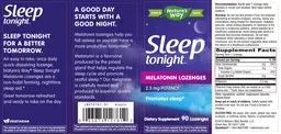 Label for Sleep tonight Melatonin Lozenges 2.5 mg